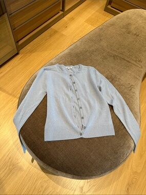 Reformation Light Blue Button-Front Cashmere Blend Cardigan EUC